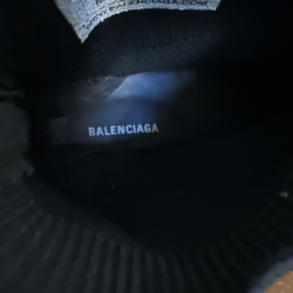 Balenciaga Speed Trainer Black White High Top Knit Sneakers Rubber Sole Sz 7.5 - Picture 10 of 14